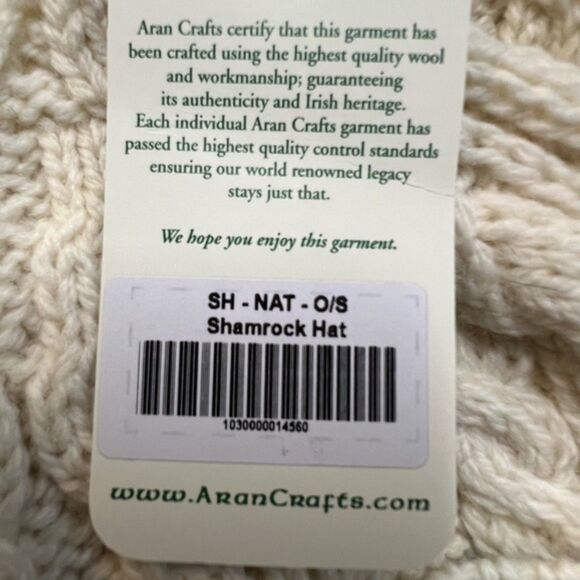 Aran Crafts Shamrock Scarf & Hat Set – 100% Merino Wool – Made in Ireland - Picture 7 of 9